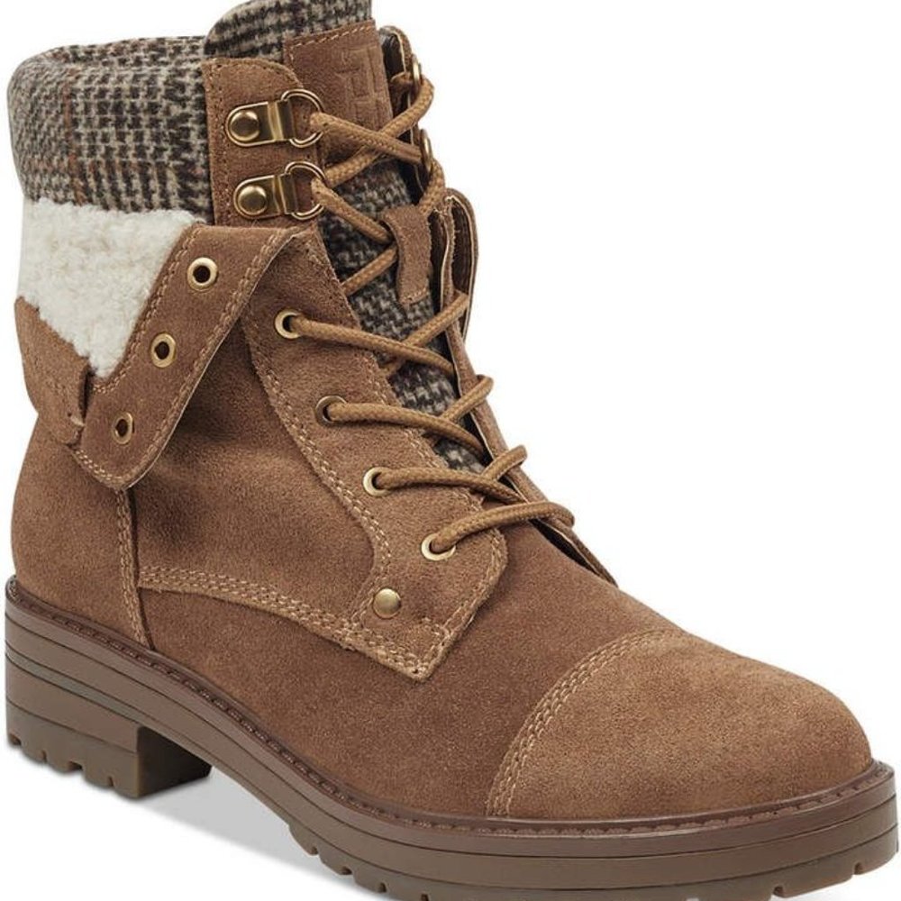 Tommy Hilfiger Womens Dyan Suede Ankle Winter Boot